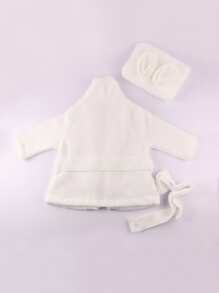 SHEIN 嬰兒女孩新生兒腰帶浴衣＆毛巾＆頭帶拍照時尚裝備