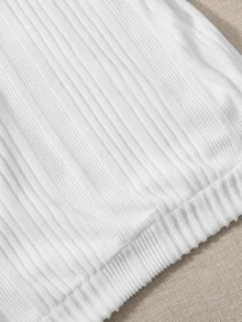 SHEIN EZwear 2pcs Ribbed Knit Pullover - Black and White - View 4