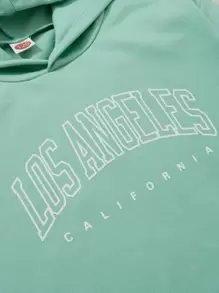 SHEIN 少女字母圖形掉肩連帽衫和運動長褲 - 薄荷綠 - 查看 7