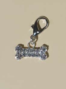 Rhinestone Bone Pet ID Tag - Silver - View 3