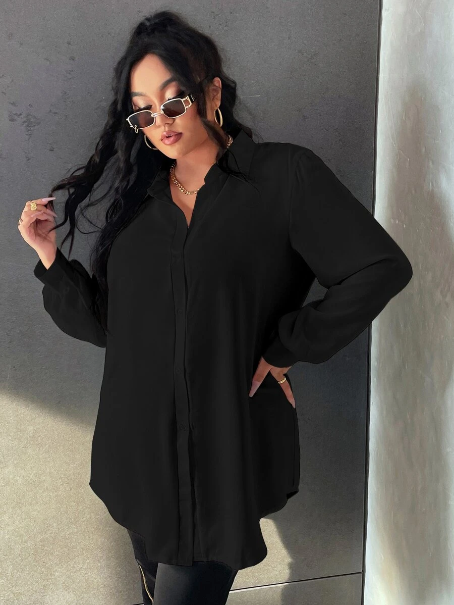 Calvaya 大碼燈籠袖襯衫不附腰帶