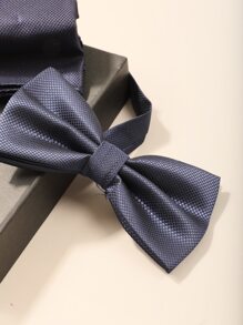 Men Tie & Bow Tie & 2pcs Cufflinks - Navy Blue - View 4
