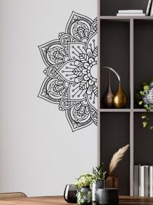 曼陀羅圖案牆貼 - 黑色 - 查看 2