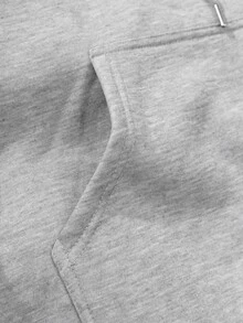 Manfinity Hombres Capucha con estampado de letra con forro térmico - Gris - Ver 4