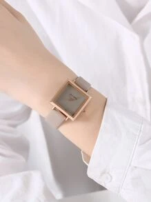 Women's Square Simplistic Casual Quartz Watch For Students