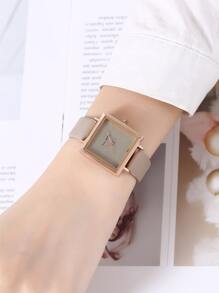 Women's Square Simplistic Casual Quartz Watch For Students