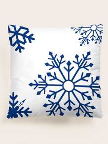 Christmas Snowflake Cushion Cover Without Filler - Blue and White - View 1