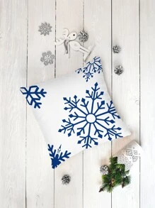 Christmas Snowflake Cushion Cover Without Filler - Blue and White - View 2