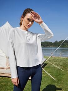 SHEIN Unity Camiseta de hombros caídos - Blanco - Ver 3