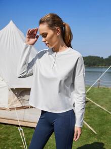 SHEIN Unity Camiseta de hombros caídos - Blanco - Ver 4