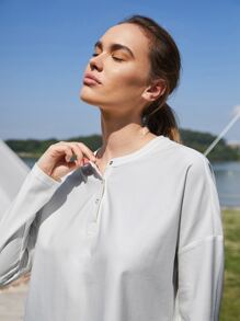 SHEIN Unity Camiseta de hombros caídos - Blanco - Ver 7