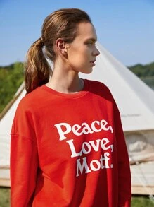 SHEIN EZwear Pullover de hombros caídos - Rojo - Ver 10