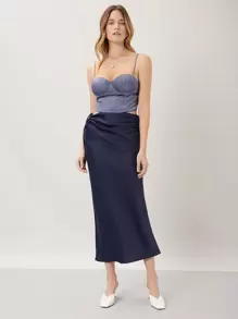 SHEIN Unity Press Crease Crop Cami Top - Dusty Blue - View 8