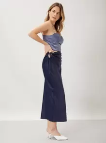 SHEIN Unity Press Crease Crop Cami Top - Dusty Blue - View 3