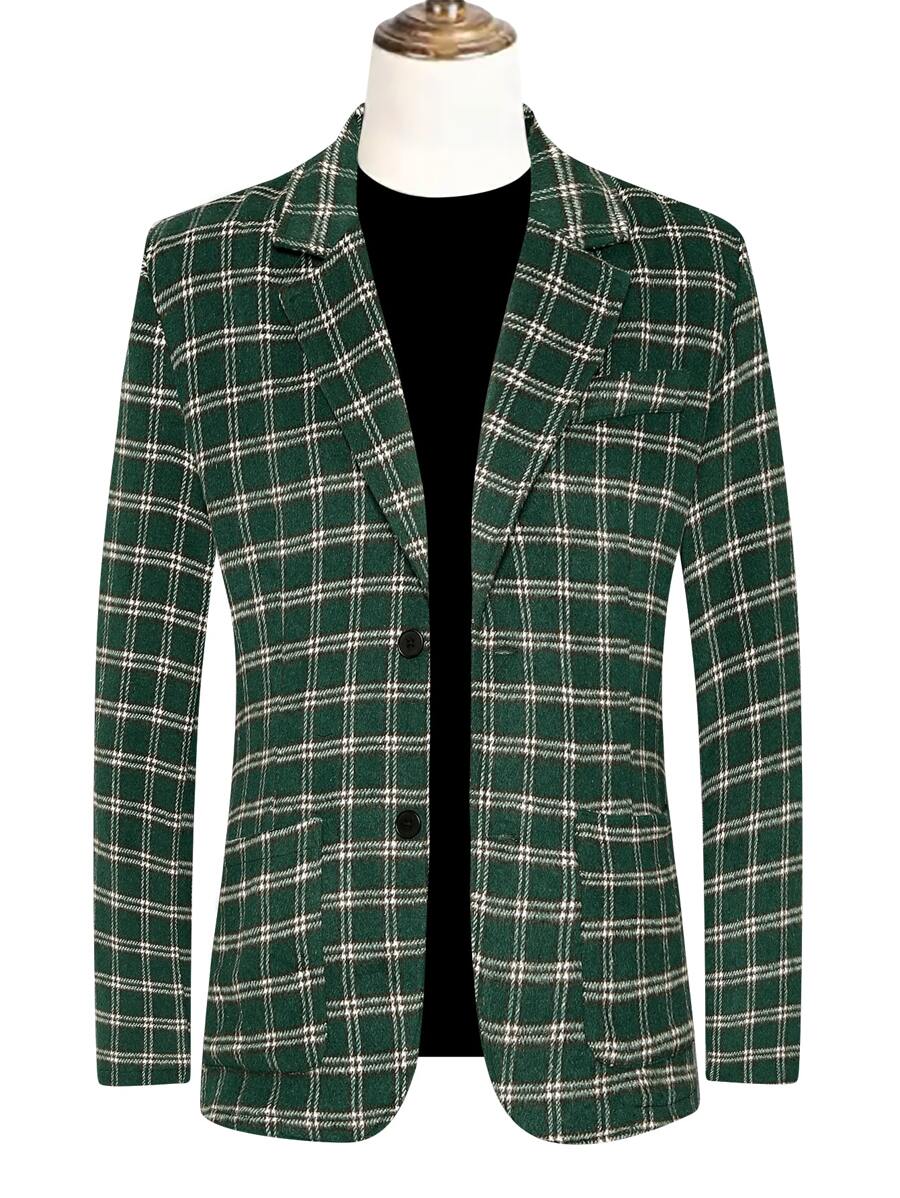 Manfinity Homme Men Plaid Lapel Collar Button Up Overcoat Without Jumper - Multicolor - View 1