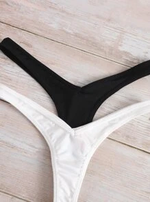 6 条装纯色性感丁字裤套装 - 彩色 - 查看 3