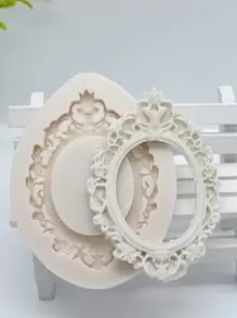 1入組古典畫框造型矽膠蛋糕模具 - 灰色 - 查看 2