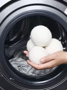 2pcs Solid Color Laundry Wool Dryer Ball, Reusable Clothing Drying Ball - White - View 1