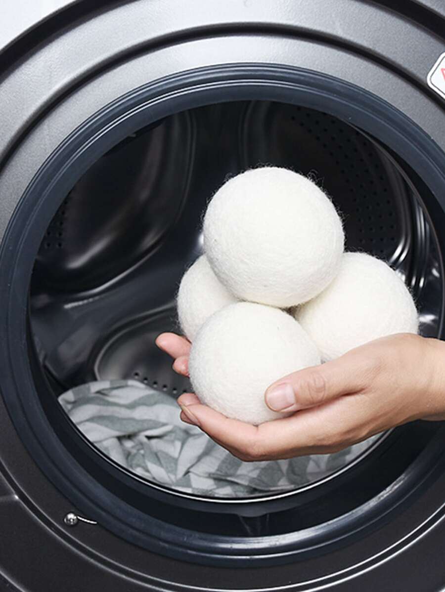 2pcs Solid Color Laundry Wool Dryer Ball, Reusable Clothing Drying Ball - White - View 1