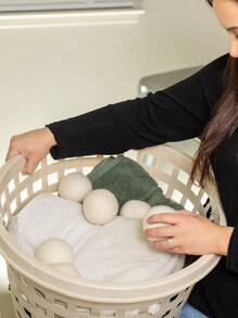 2pcs Solid Color Laundry Wool Dryer Ball, Reusable Clothing Drying Ball - White - View 5