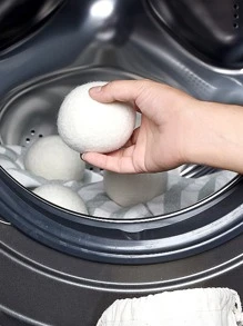 2pcs Solid Color Laundry Wool Dryer Ball, Reusable Clothing Drying Ball - White - View 6