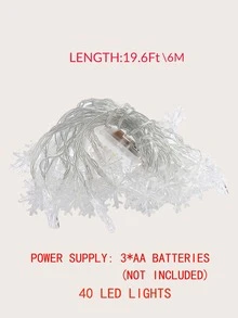 1入組聖誕燈簾帶40入組雪花燈泡 - 白色 - 查看 3