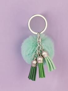 Móc khóa Pom Pom & Tassel Charm - màu xanh lá - Xem 1