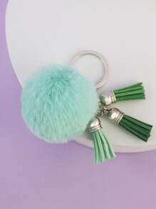 Móc khóa Pom Pom & Tassel Charm - màu xanh lá - Xem 2