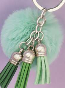 Móc khóa Pom Pom & Tassel Charm - màu xanh lá - Xem 3
