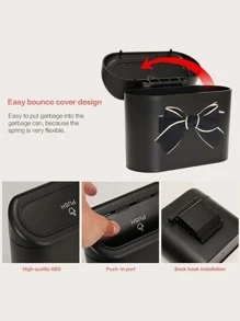 Thùng rác ô tô trang trí nơ - màu đen - Xem 4