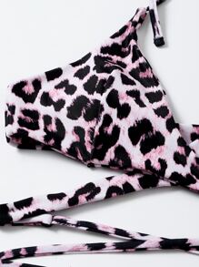 Conjunto De Bikini Con Lazo Lateral Cruzado De Leopardo Playa De Verano - Multicolor - Ver 5