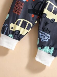 Đứa bé trai Ô tô/xe hơi & Cây in Áo chui đầu và quần thể thao - Màu xanh hải quân - Xem 3