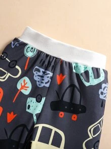 Đứa bé trai Ô tô/xe hơi & Cây in Áo chui đầu và quần thể thao - Màu xanh hải quân - Xem 7