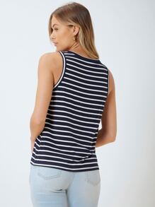 MOTF PREMIUM VISCOSE STRIPED TANK TOP - Blue and White - View 2