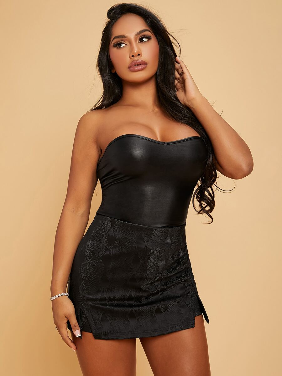 SHEIN SXY Áo nữ màu trơn Hấp dẫn - màu đen - Xem 1