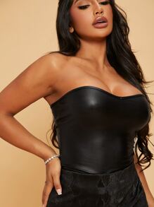 SHEIN SXY Áo nữ màu trơn Hấp dẫn - màu đen - Xem 5