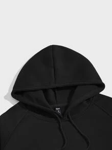 ROMWE MEN Street Life 男士連帽衫,具有心形印花 - 黑色 - 查看 4