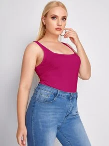 SHEIN Essnce Plus Form-Fitting Tank Top - Hot Pink - View 4
