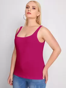 SHEIN Essnce Plus Form-Fitting Tank Top - Hot Pink - View 5