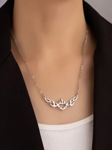 火焰愛心掛飾項鍊 - 銀色 - 查看 1