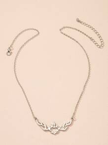 火焰愛心掛飾項鍊 - 銀色 - 查看 3