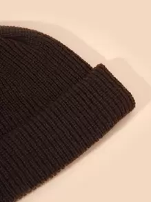Men Knit Cuff Beanie Casual - Coffee Brown - View 3