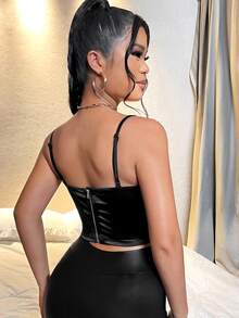 SHEIN 蕾絲邊吊帶上衣 - 黑色 - 查看 2