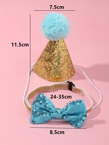 2入組寵物金屬亮絲帽和蝴蝶結套裝 - 彩色 - 查看 3