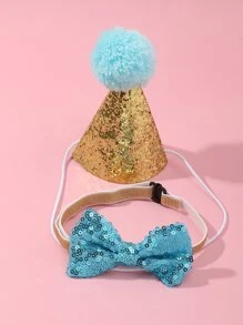 2入組寵物金屬亮絲帽和蝴蝶結套裝 - 彩色 - 查看 6