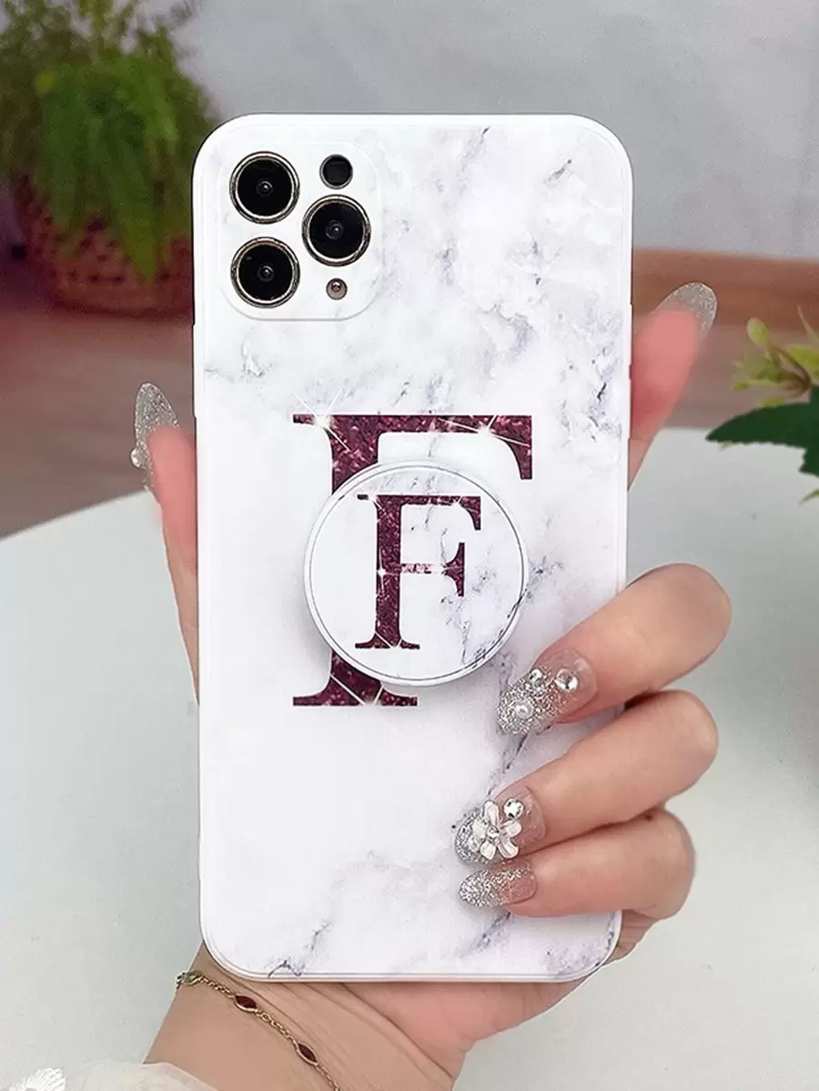 con patrón de mármol Funda para móvil con Agarre de móvil emergente - Multicolor - Ver 1
