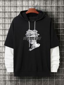 Manfinity Áo nỉ Nam Dây kéo Khối Màu Con số Sẵn sàng - màu đen - Xem 1