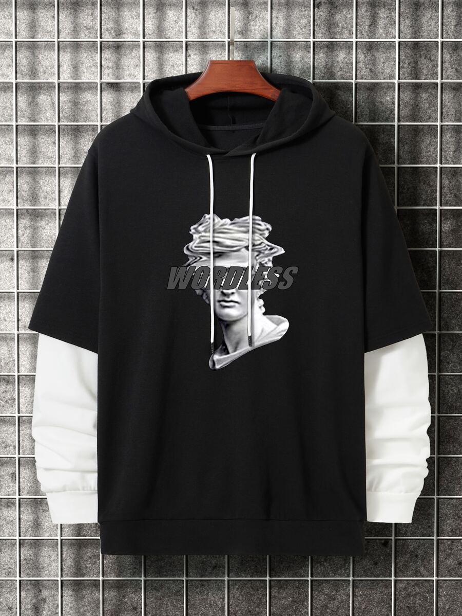 Manfinity Áo nỉ Nam Dây kéo Khối Màu Con số Sẵn sàng - màu đen - Xem 1