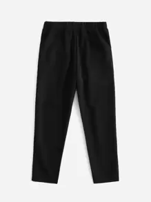 SHEIN Young Girl Fake Button Tapered Pants - Black - View 2