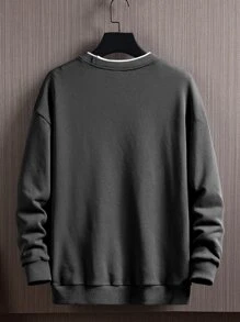 Men Letter Patched Sweatshirt - Dark Grey - View 2